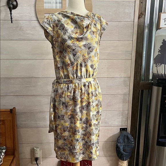The Limited Yellow and Black Butterfly Midi Dress M - Picture 1 of 5